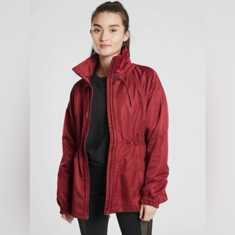 Athleta Red Cinch Waist Windbreaker Jacket -Size S